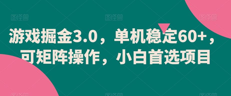 游戏掘金3.0，单机稳定60+，可矩阵操作，小白首选项目【揭秘】-禾谷轻创网