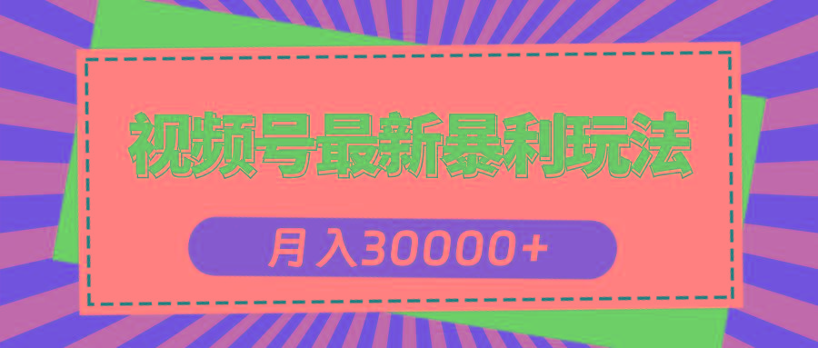 视频号最新暴利玩法，轻松月入30000+-禾谷轻创网