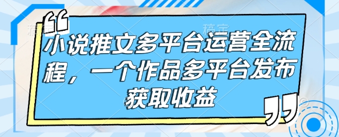 小说推文多平台运营全流程，一个作品多平台发布获取收益-禾谷轻创网