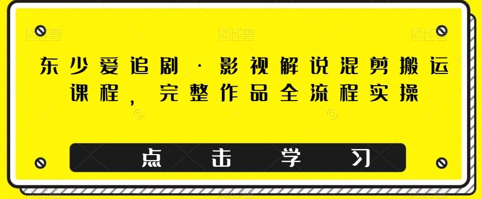 东少爱追剧·影视解说混剪搬运课程，完整作品全流程实操-禾谷轻创网