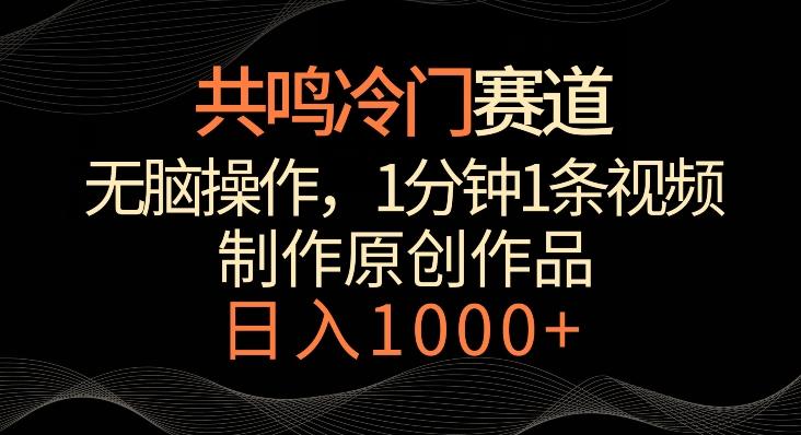 共鸣冷门赛道，无脑操作，一分钟一条视频，日入1000+【揭秘】-禾谷轻创网