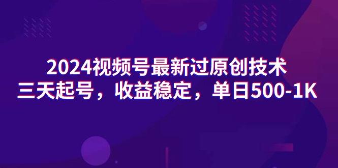 (9505期)2024视频号最新过原创技术，三天起号，收益稳定，单日500-1K-禾谷轻创网
