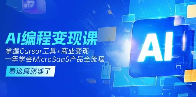 AI编程变现课：掌握Cursor工具+商业变现，一年学会MicroSaaS产品全流程-禾谷轻创网