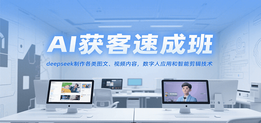 AI获客速成班，deepseek制作各类图文、视频内容，数字人应用和智能剪辑技术-禾谷轻创网