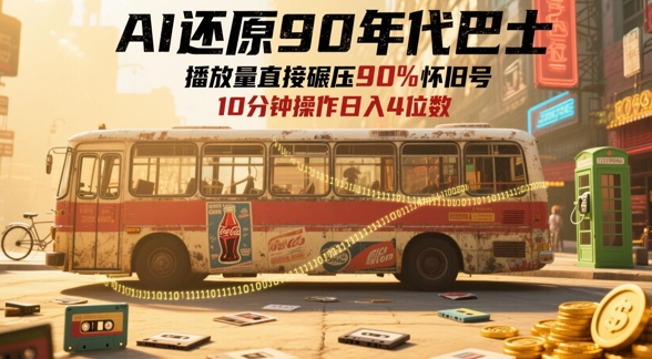 AI还原90年代巴士，一帧就让70后泪崩，播放量直接碾压90%怀旧号，每天操作十分钟，日入四位数-禾谷轻创网