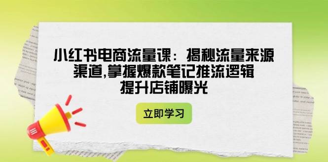 小红书电商流量课：揭秘流量来源渠道,掌握爆款笔记推流逻辑,提升店铺曝光-禾谷轻创网