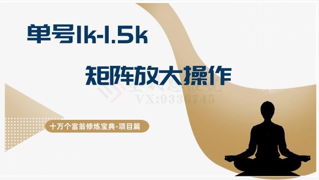 十万个富翁修炼宝典15.单号1k-1.5k，矩阵放大操作-禾谷轻创网