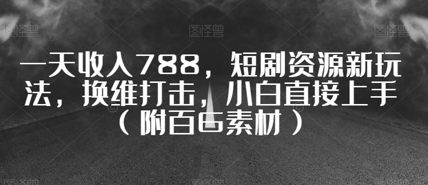 一天收入788，短剧资源新玩法，换维打击，小白直接上手（附百G素材）【揭秘】-禾谷轻创网