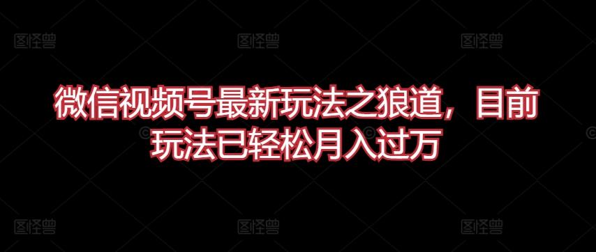 微信视频号最新玩法之狼道，目前玩法已轻松月入过万【揭秘】-禾谷轻创网
