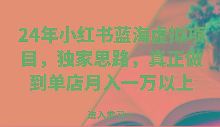 24年小红书蓝海虚拟项目，独家思路，真正做到单店月入一万以上。-禾谷轻创网