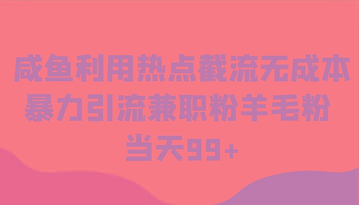 咸鱼利用热点截流无成本暴力引流兼职粉羊毛粉 当天99+-禾谷轻创网