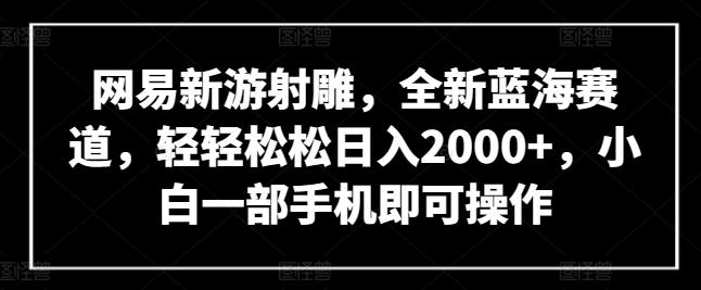 网易新游射雕，全新蓝海赛道，轻轻松松日入2000+，小白一部手机即可操作【揭秘】-禾谷轻创网
