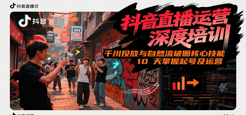 抖音直播运营深度培训，千川投放与自然流核心技能，10天掌握起号及运营(6-7月新课)-禾谷轻创网