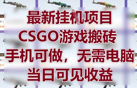 最新挂G项目，CSGO游戏搬砖，手机可做，无需电脑，当日见收益【揭秘】-禾谷轻创网