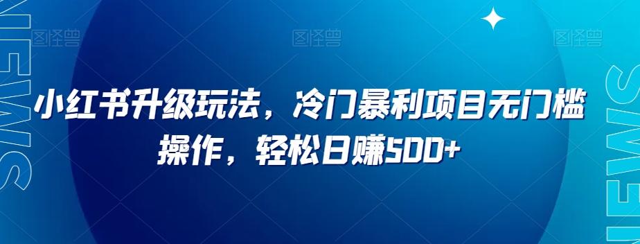 小红书升级玩法，冷门暴利项目无门槛操作，轻松日赚500+【揭秘】-禾谷轻创网